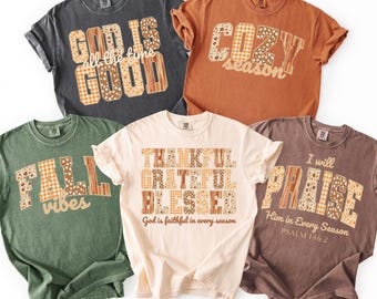 Fall Christian PNG Bundle, Autumn Sublimation Designs, Thankful Grateful Blessed PNG, Cozy Season, Retro Scripture Fall Shirt Graphics