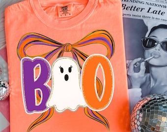Boo PNG, Spooky Coquette PNG, Ghost PNG, Halloween Png, Fall Png, Preppy Png, Trendy Png, Halloween Bow Png, Faux Glitter Png, Brushstroke