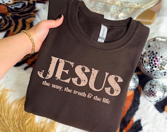 Jesus PNG, The Way The Truth The Life Distressed Sublimation, Minimalistic Christian Bible Verse Shirt Design, Faith Download