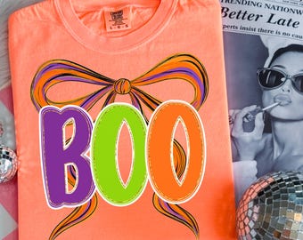 Boo PNG, Spooky Coquette PNG, Ghost PNG, Halloween Png, Fall Png, Preppy Png, Trendy Png, Halloween Bow Png, Faux Glitter Png, Brushstroke