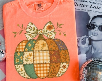 Patchwork Floral Pumpkin PNG, Cozy Fall Pumpkin, Faux Embroidery Autumn Pumpkin Design, Vintage Quilt Fall PNG, Trendy Pumpkins PNG