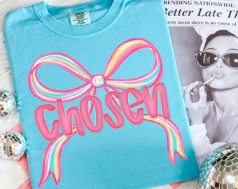 Chosen Png, Neon Christian Png, Jesus Png, Bible Verse Png, Faith Png, Christian Design, Jesus Sublimation, God Png, Coquette Bow