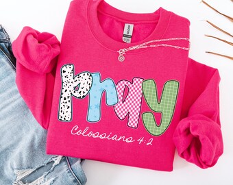 Pray Bible Verse Png, Colossians 4:2 Neon Christian Sublimation, Preppy Pray Shirt Design, Jesus Png, Christian Retro Worship Shirt Download
