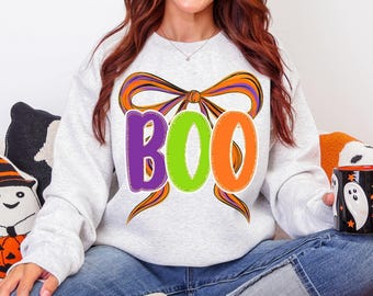 Boo PNG, Spooky Coquette PNG, Ghost PNG, Halloween Png, Fall Png, Preppy Png, Trendy Png, Halloween Bow Png, Faux Glitter Png, Brushstroke