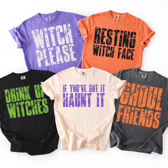 Halloween PNG Bundle, Retro Distressed Funny Witch Shirt Designs, Witch Please, Resting Witch Face, Drink Up Witches, Ghoul Friends