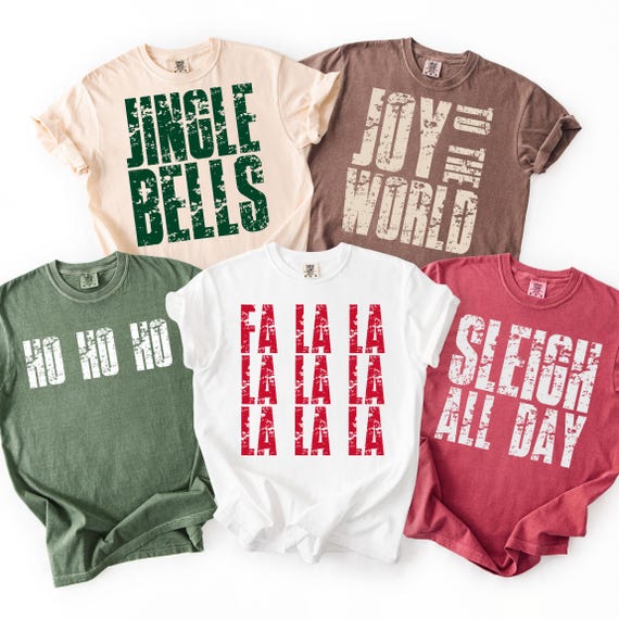 Christmas PNG Bundle, Preppy Retro Christmas PNG, Jingle Bells, Joy to the World, Ho Ho Ho, Fa La La, Sleigh All Day, Holiday Sublimation