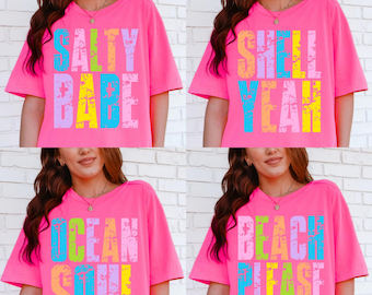 Salty Soul PNG Bundle, Beach Shirt PNGs, Coastal Babe Sublimation, Ocean Quotes, Salty Babe, Beach Please, Shell Yeah, Summer Bundle PNG