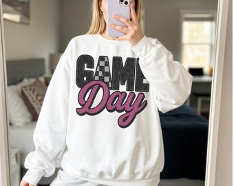 Gameday PNG, Retro Football PNG, Football Mom PNG, Football Shirt Png, Checkered Star Football Shirt Sublimation, Game Day Digital Download