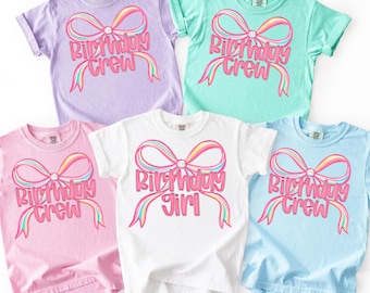 Birthday Girl Birthday Crew PNG Bundle, Neon Coquette Birthday Shirt Png, Preppy Bow B-day Png, Girly Birthday Sublimation, Trendy Png