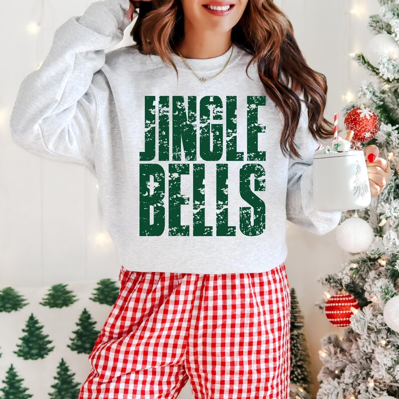 Jul PNG-paket, Preppy Retro Christmas PNG, Jingle Bells, Glädje till världen, Ho Ho Ho, Fa La La, Släde hela dagen, Högtidssublimering bild 7