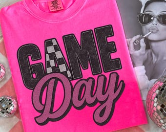 Gameday PNG, Retro Football PNG, Football Mom PNG, Football Shirt Png, Checkered Star Football Shirt Sublimation, Game Day Digital Download