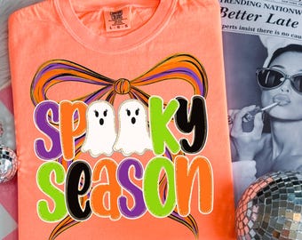 Spooky Season PNG, Spooky Coquette PNG, Ghost PNG, Halloween Png, Fall Png, Preppy Png, Halloween Bow Png, Faux Glitter Png, Brushstroke