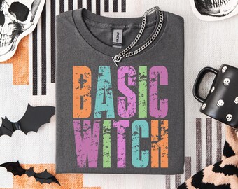 Grundlegende Hexe PNG, lustiges Girly Halloween-Shirt Design, Kokette gruselige PNG, niedliches Retro Herbst Sublimationsdesign, adrettes trendiges Halloween PNG
