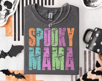 Spooky Mama PNG, Cute Halloween Shirt Design for Moms, Girly Fall Sublimation PNG, Retro Coquette Spooky Season PNG, Mom Halloween Png