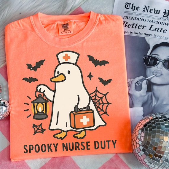 Spooky Nurse Duty Halloween PNG, Halloween Nurse PNG, Funny Goose Nurse Sublimation, Ghost Nurse Goose PNG, Spooky Season Nurse Gift