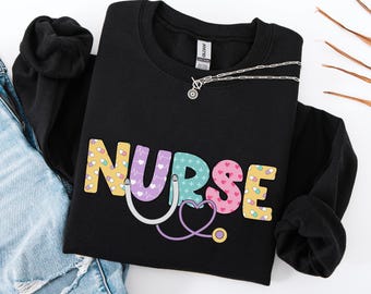 Nurse PNG, Cute Retro Nurse Sublimation Design, Nurse Life Digital Download, RN Png, Preppy CNA Graphic, Stethoscope Nurse Shirt, Nurse Gift