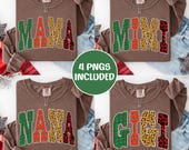 Christmas Family PNG Bundle, Mama Mimi Nana Gigi PNG, Plaid Leopard Animal Print Xmas Shirt Designs, Holiday Sublimation Bundle Download