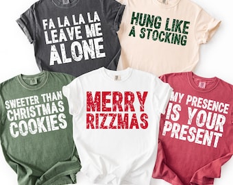 Paquete de PNG navideños divertidos, PNG con citas navideñas sarcásticas, Feliz Navidad, Fa La La, Déjame en paz, Colgado como un calcetín, Set de sublimación navideña