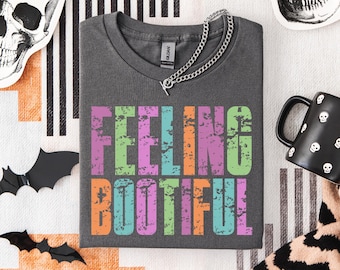 Feeling Bootiful PNG, Cute Halloween Shirt Design for Women, Girly Spooky Season Sublimation PNG, Funny Retro Fall PNG, Preppy Halloween Png