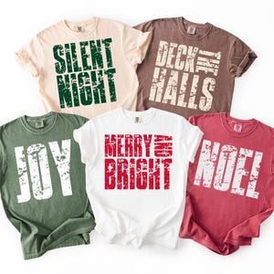 Christmas PNG Bundle, Trendy Holiday PNG, Silent Night, Deck the Halls, Joy, Noel, Merry & Bright, Retro Distressed Christmas Shirt Pngs
