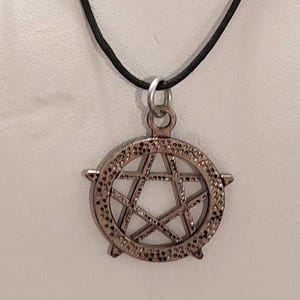 Silver Pentacle Pendant (Hypo-allergenic) on an adjustable necklace cord: Free Shipping