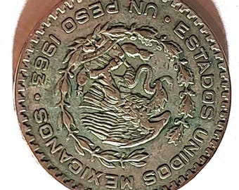 1963 One Peso Estados Unidos Mexicanos with Free Shipping.