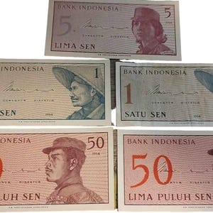 Set of Indonesian 1964 Paper Money Great Collectible Gift Idea!!