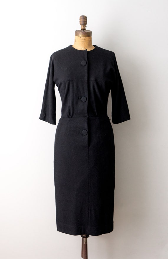 1950's wool wiggle dress. vintage 50 sheath dress… - image 3