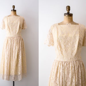 Vintage 50 Lace Dress. 1950s Champagne Dress. Full Skirt. - Etsy