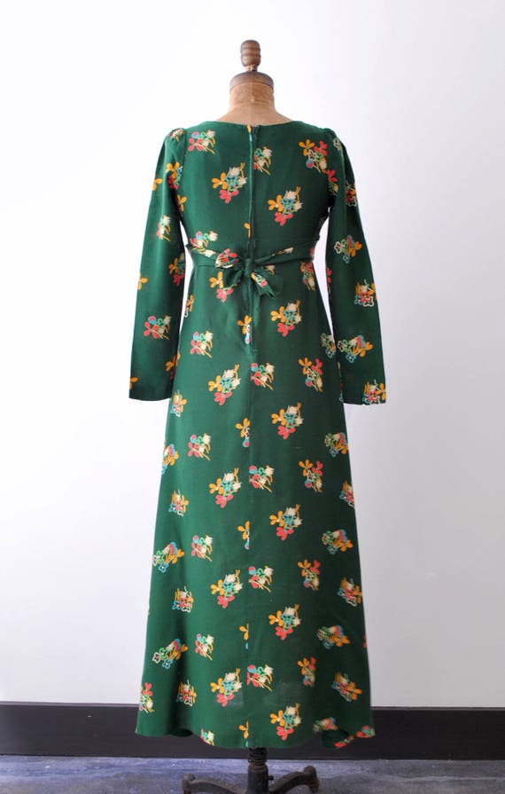 1970 dark green dress. Maxi. Colorful floral prin… - image 5