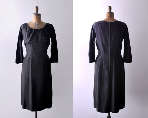 60 black dress. 1960's wiggle dress. silk sheath … - image 5