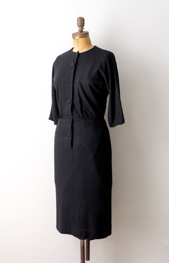 1950's wool wiggle dress. vintage 50 sheath dress… - image 8