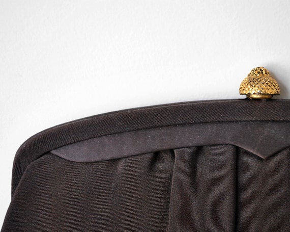 1950's brown clutch. 50's chocolate bag. formal. … - image 3