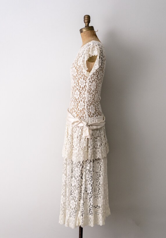 1980's ivory lace dress. vintage 80 floral lace d… - image 8