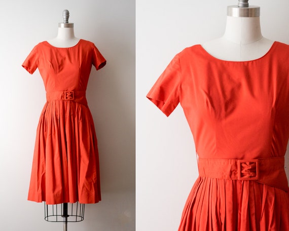 1950's orange dress. xs. 50 Hawaiian dress. brigh… - image 2