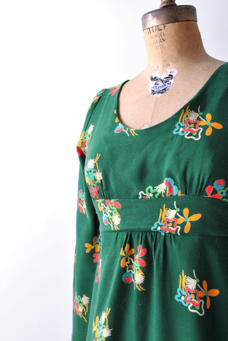 BOHEMIAN GREEN COTTON BLEND 70S DREAM DRESS