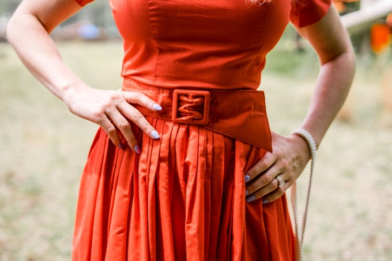 1950's orange dress. xs. 50 Hawaiian dress. brigh… - image 9