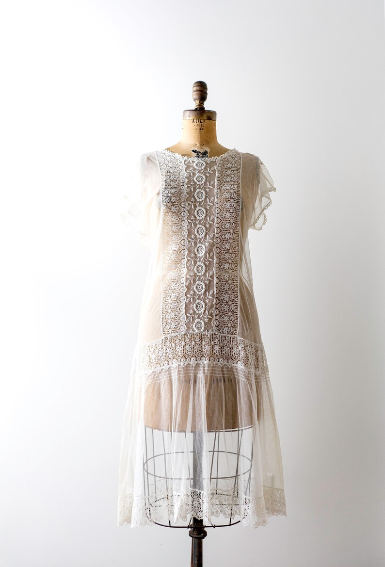 1920s white lace dress. 20s wedding dress. floral | Etsy