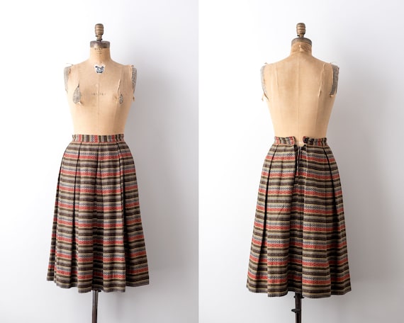 1950’s striped skirt. Vintage 50 brown skirt. oran