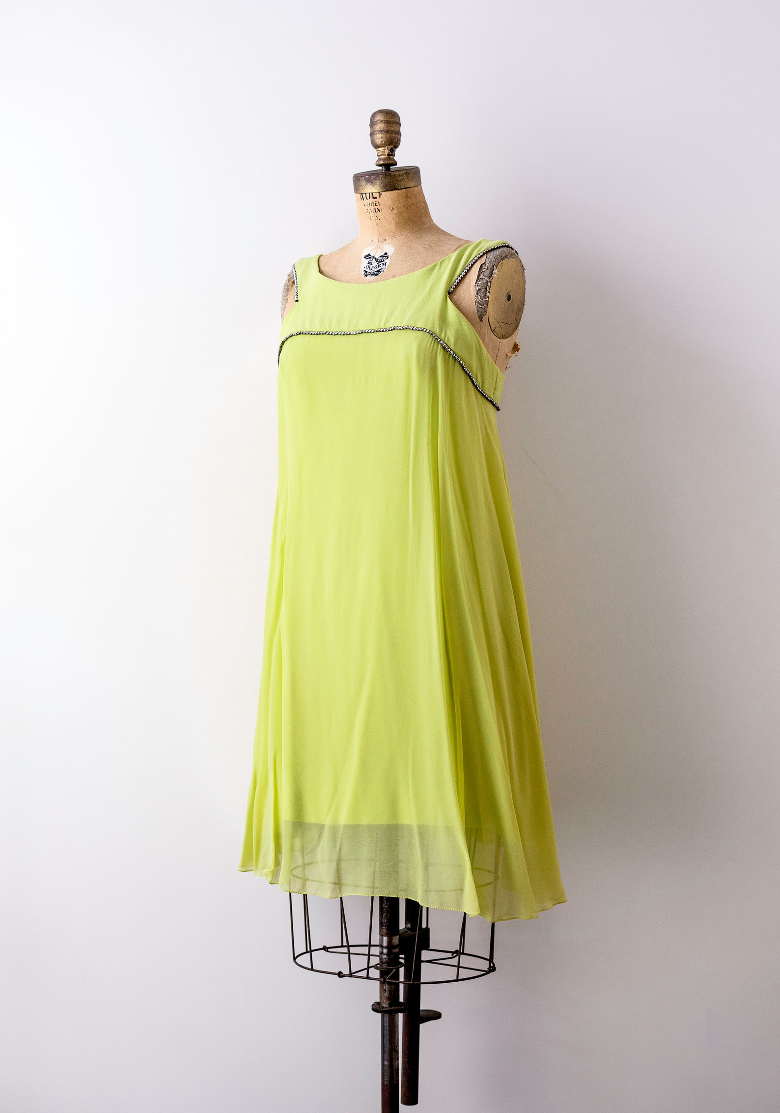 1960's Green Dress. Vintage 60 Shift Dress. Chiffon. Etsy