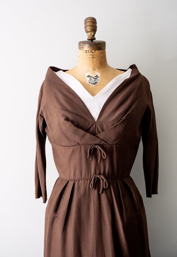 50’s Brown Suit Cropped Jacket and Sheath Dress by Mohan's