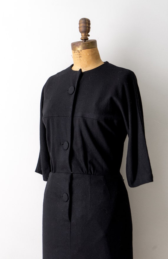 1950's wool wiggle dress. vintage 50 sheath dress… - image 7