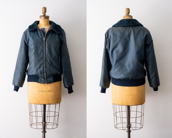 Navy nylon shop flight jacket