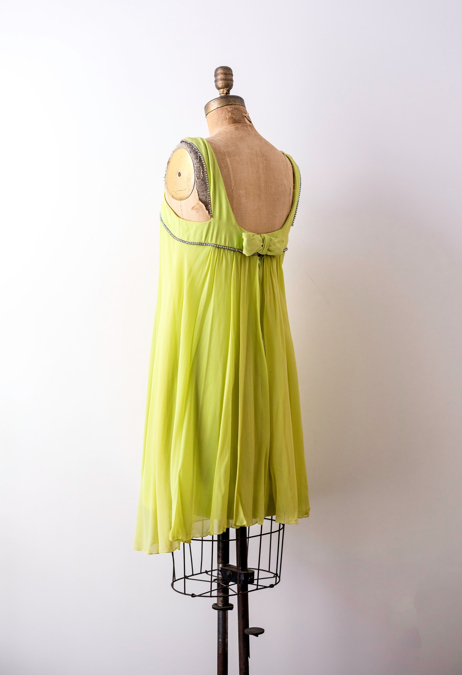 1960's Green Dress. Vintage 60 Shift Dress. Chiffon. Etsy