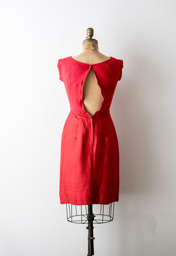 60 Vintage red dress. 1960’s chiffon sheath dress… - image 8