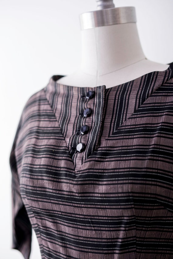 Vintage 60’s striped dress. 1960 silver & black d… - image 7