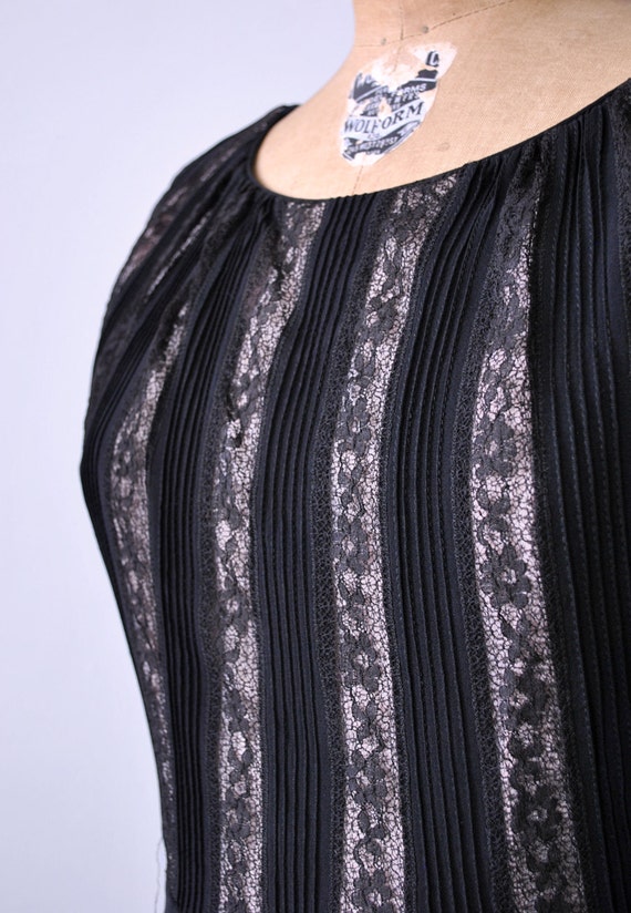 50's striped illusion dress. lace. 1950 cocktail … - image 3