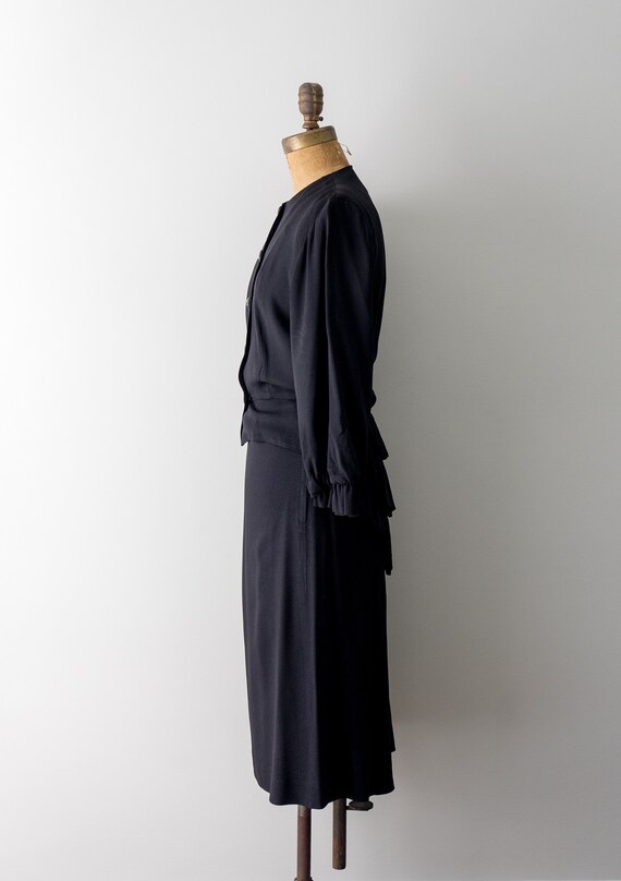 1940's black crepe suit set. vintage 40's 2-peice… - image 9