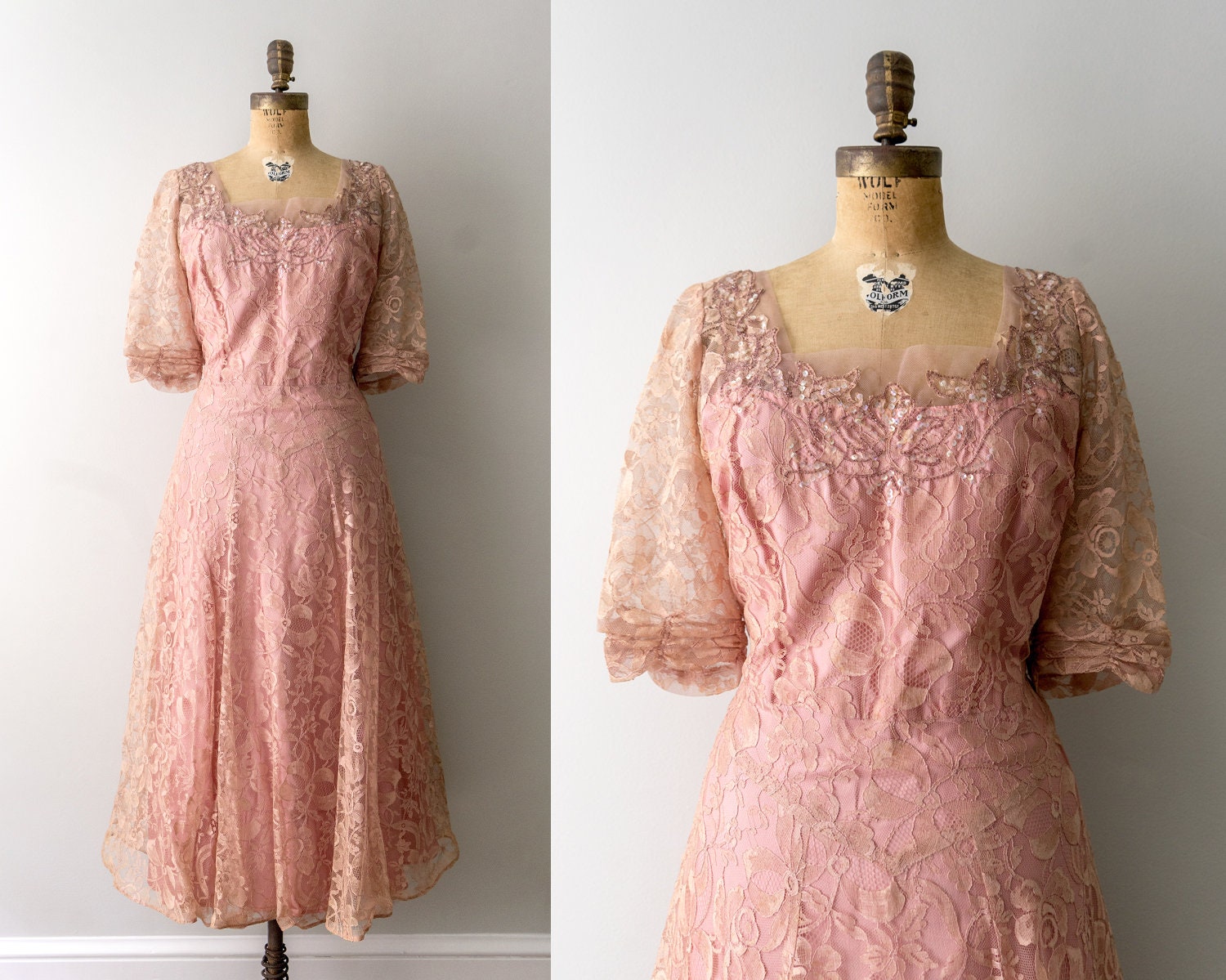 coral pink lace dress