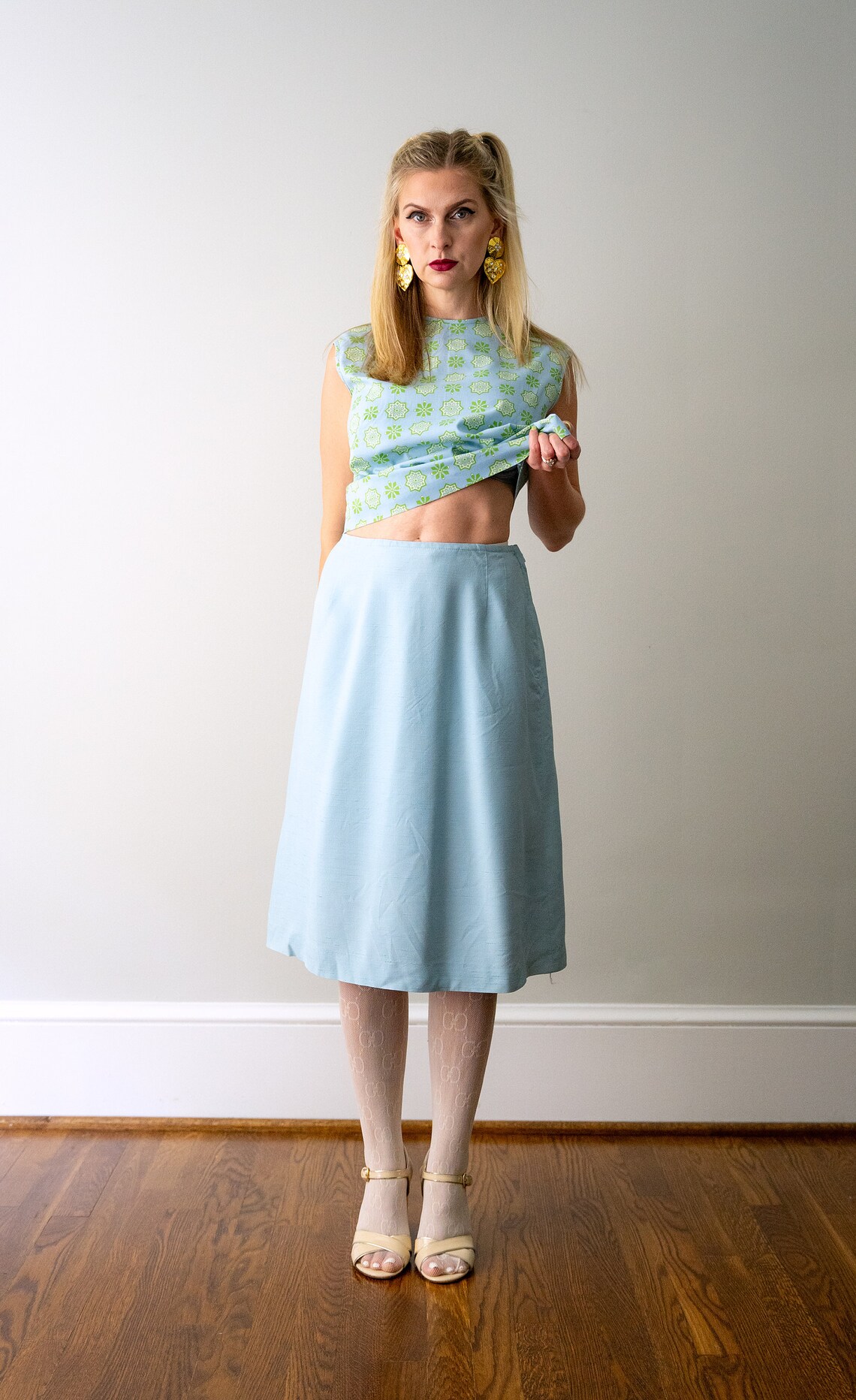 1960's Light Blue Skirt and Top Set. Large. 60s Vintage Etsy
